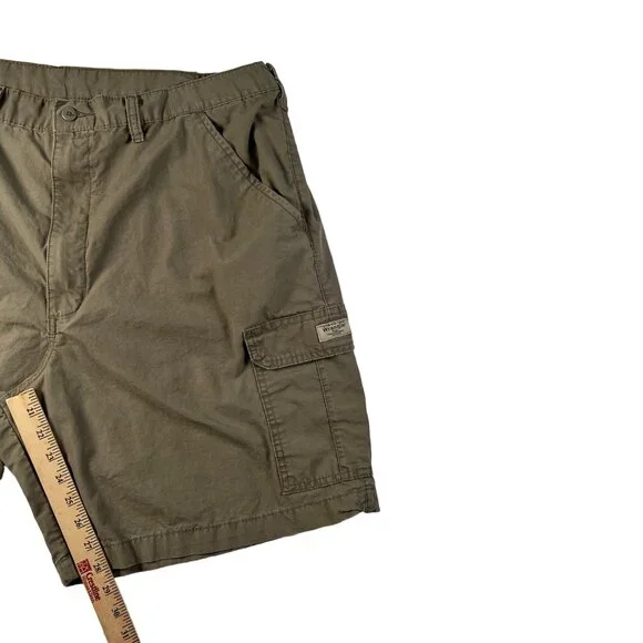 WRANGLER Shorts Men's Flat Front Slash Pocket 100% Cotton Cargos Brown 42rsr6 - Picture 8 of 14